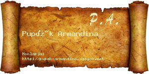 Pupák Armandina névjegykártya